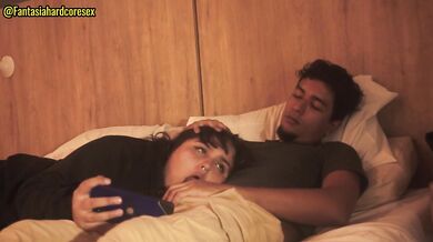 Cock hungry stepsister lies on my lap while we watch some movies alone