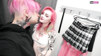 Fucked in the pimeroom of a sales consultant. Pussy rubbing - pinkloving