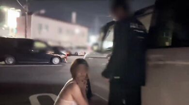 A stranger finds her while exposing herself to a man and ejaculates into her mouth at the end.
