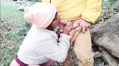 Big-assed stepmother has sex outdoors with a perverted old man