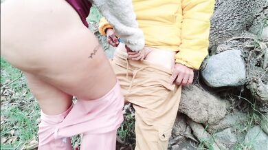 Big-assed stepmother has sex outdoors with a perverted old man