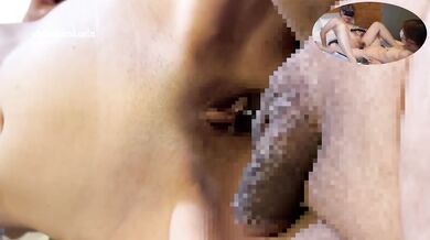 Perverted couple making love with a double-headed dildo