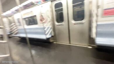 RISKY BLOWJOB, MADE HIM CUM ON NYC SUBWAY