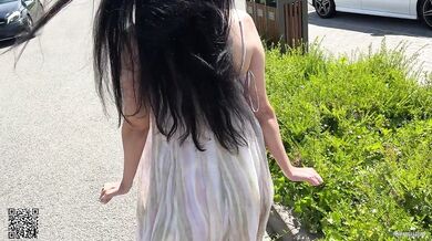 Eva cumming hard in public restaurant thru with Lovense Ferri remote controlled vibrator