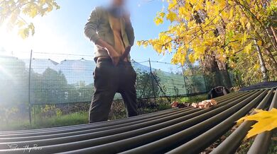 DICKFLASH in the PARK: a slutty milf can't resist to give a me a hard titty fuck