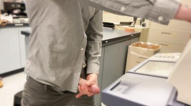 My bosses wife CATCHES me jerking off in the copy room then sucks my cock