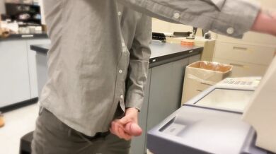My bosses wife CATCHES me jerking off in the copy room then sucks my cock