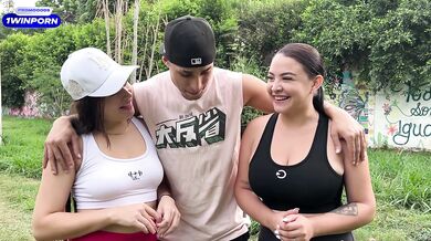Stranger offers money to girlfriends in a public park to fuck their tight pussies