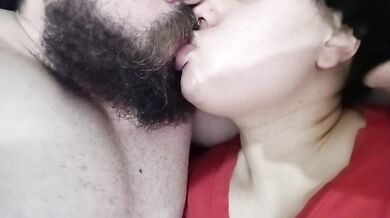 HOT AND EXCITED KISS, horny couple full of lust, kissing and moaning