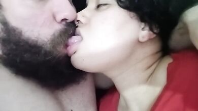 HOT AND EXCITED KISS, horny couple full of lust, kissing and moaning