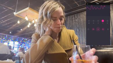Public fun in changing room and restaurant with Lush remote controlled vibrator