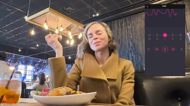 Public fun in changing room and restaurant with Lush remote controlled vibrator