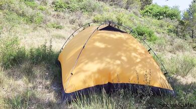 The tourist heard loud moaning and caught couple fucking in the tent.