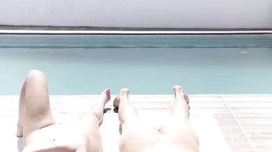 Flashing and cumming for a stranger in a nude resort! My cuckold husband didn't want to play!!