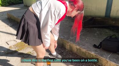 I caught my neighbor's daughter, a graduate, drinking and punished her with a bottle in her ass