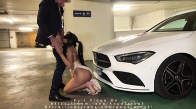 Angela Doll - Too horny guy cums in my pussy without warning in parking lot