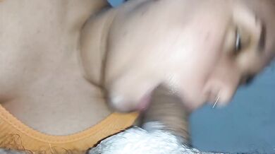 POV delicious bitch sucking the dick hard and deep, rolling hot feeling the cum dripping