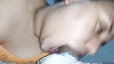 POV delicious bitch sucking the dick hard and deep, rolling hot feeling the cum dripping