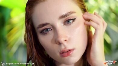 Redhead Nude Beauty Deepthroats, Hard Fucks and Swallows Cum by the Pool POV