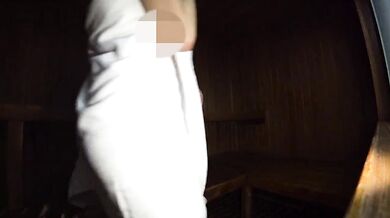 SAUNA ADVENTURE: I'm alone with a dirty milf. She made me cum