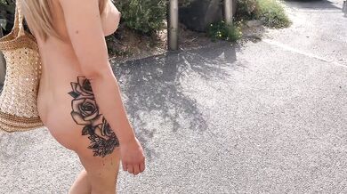 she walks completely naked on the street and on the beach. beautiful
