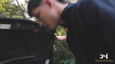 Nymphomaniac fucks her lover and the mechanic on a public-Danner Mendez & Yenifer Chacon