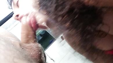 The blowjob most insane in porn, she devours it, drools, makes a puddle of spit on the floor from salivating so much