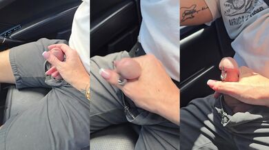 Playing with his penis in the car again!