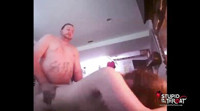 Wife gets fucked doggystyle as she smokes in front of the fireplace