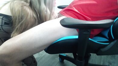 Girl blows stepbrother and fucks him in gaming chair