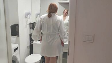 Beautiful busty babysitter masturbates in owners' bedroom.