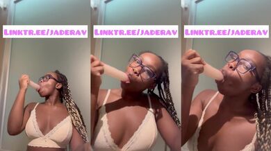 Ebony DROOLS Loads of Saliva During Solo Blowjob