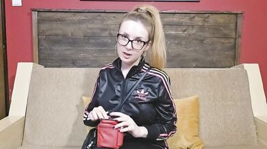 Hot Wife in Tracksuit Smokes Cigarette & Gives Handjob and Blowjob with Leather Cigarette Case