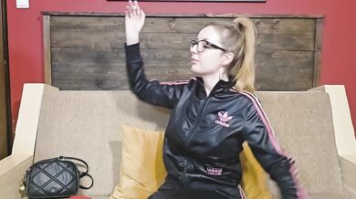 Hot Wife in Tracksuit Smokes Cigarette & Gives Handjob and Blowjob with Leather Cigarette Case