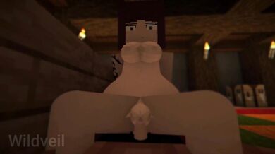 Minecraft porn animation dark hair beauty gets fucked