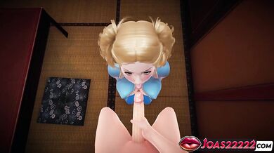 Big Tits Kurenai Shinganji - Indulge in Frenulum Licking Fetish with Stunning Close-Up Views, On Top Titfuck in Ripped Blue Leggings, Deepthroat