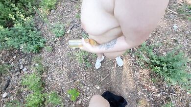 Latina naked outdoors fucks stranger with cock sleeve forest
