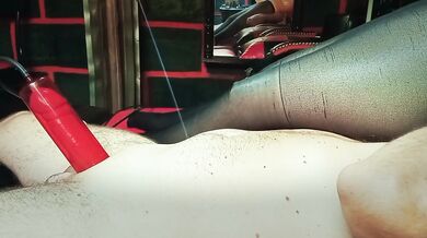 Teaching my inflatable girlfriend to give me a deep blowjob.