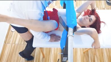 Gynecologist spreads patient's legs and fucks her!