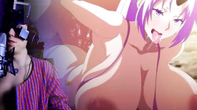 A one-horned slut moans under a huge cock, giving herself over to pleasure[eng sub]