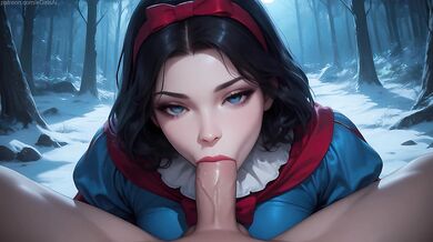 While the gnomes don't see. Snow White jumps on a dick and gets an anal creampie.