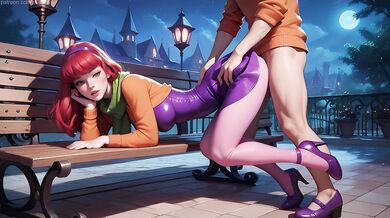 Daphne gets fucked on a park bench!