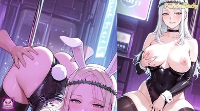 Hunter x Hunter bunny hentai - Morena Prudo cosplay bunny suit blow job on top animation