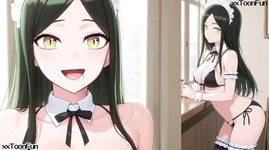 Oshi no Ko hentai Adult animation - big tits Frill Shiranui cosplay coffee maid blow job for her lord