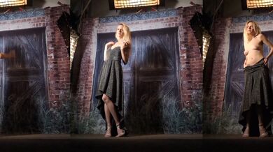 BTS Photoshoot: Undressing Black Silber Flowy Dress Clip