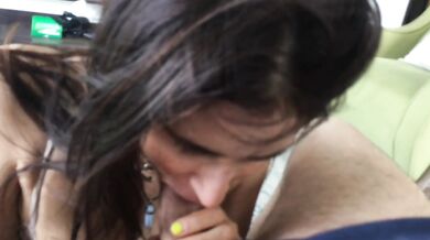 POV Sexy Latina loves to choke on my cock while looking me in the eyes. SO I PUSH HER HEAD DOWN FARTHER