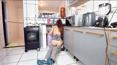 Lucky day for the plumber. He found me wearing a skirt without underwear.