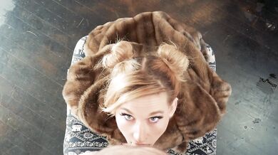 Hottie In Fur Coat Sucks Your Cock and Takes a Huge Facial