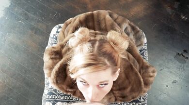 Hottie In Fur Coat Sucks Your Cock and Takes a Huge Facial
