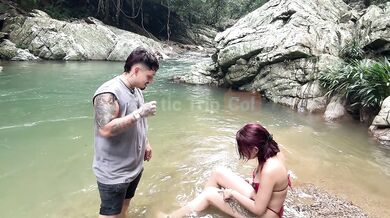 Daring couple gets lost in the woods and ends up fucking in a hidden paradise!